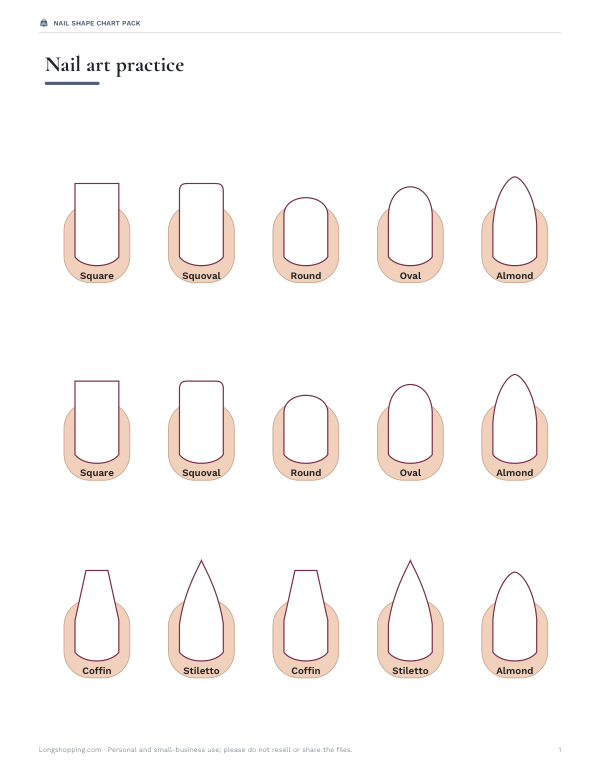 Preview of Printable Nail Shape Practice Sheet